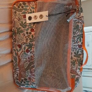 Rifle Paper Company Floral Mesh Travel Bags/cube Trio - Orange Accents NEW